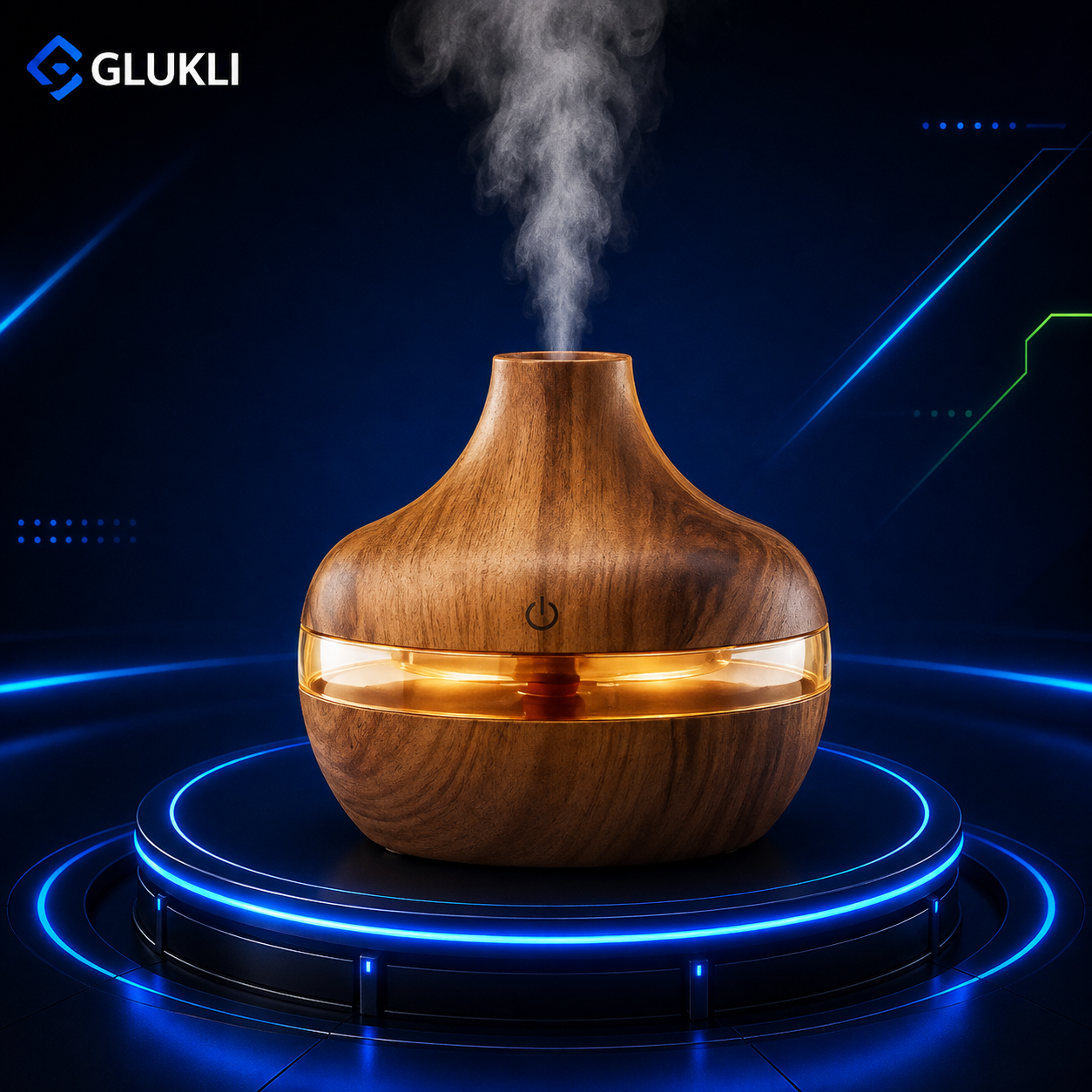 Humidificador de Madera 300ml, Difusor Eléctrico de Aceites Esenciales