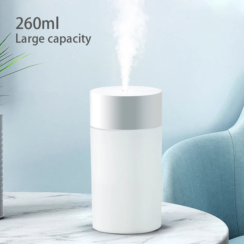 Mini Humidificador Ultrasónico 260ml con Luz LED
