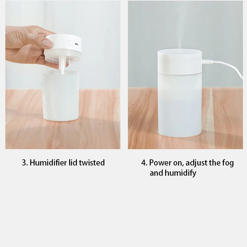 Mini Humidificador Ultrasónico 260ml con Luz LED