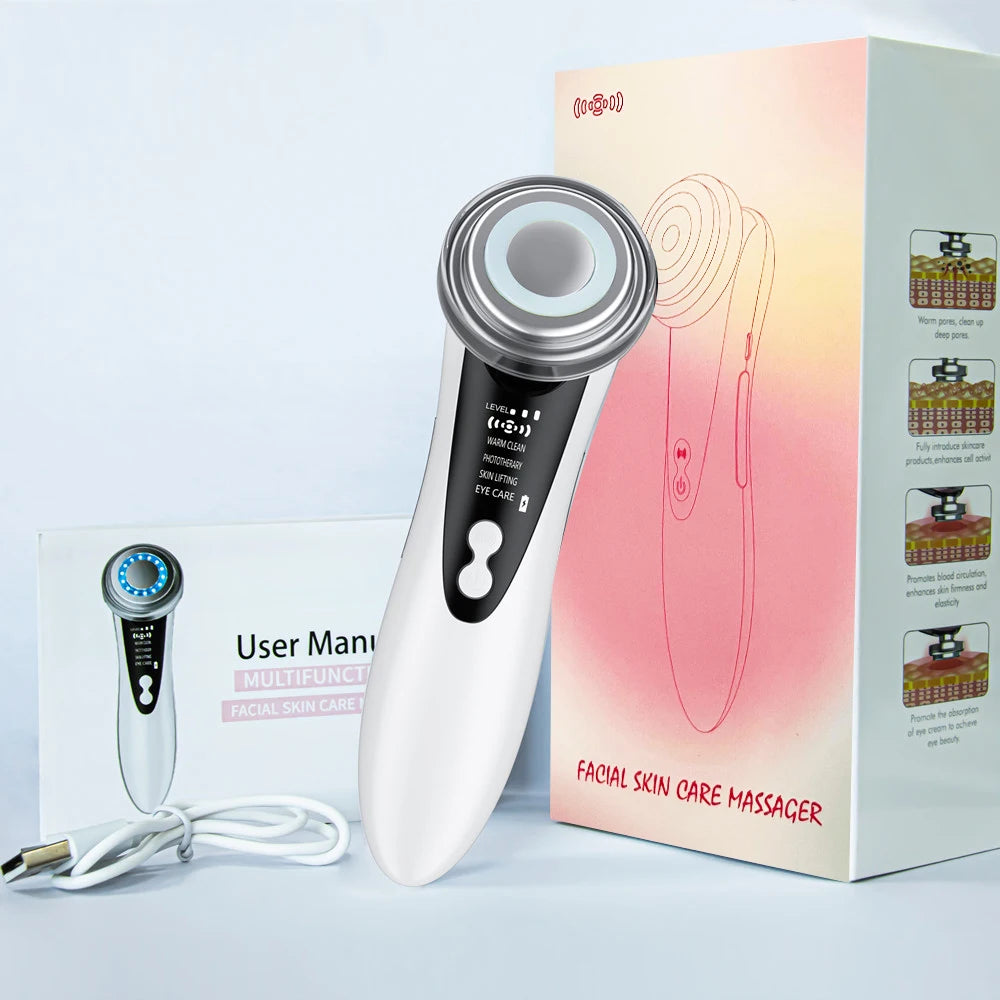 Masajeador Facial 7 en 1 con EMS y Luz LED