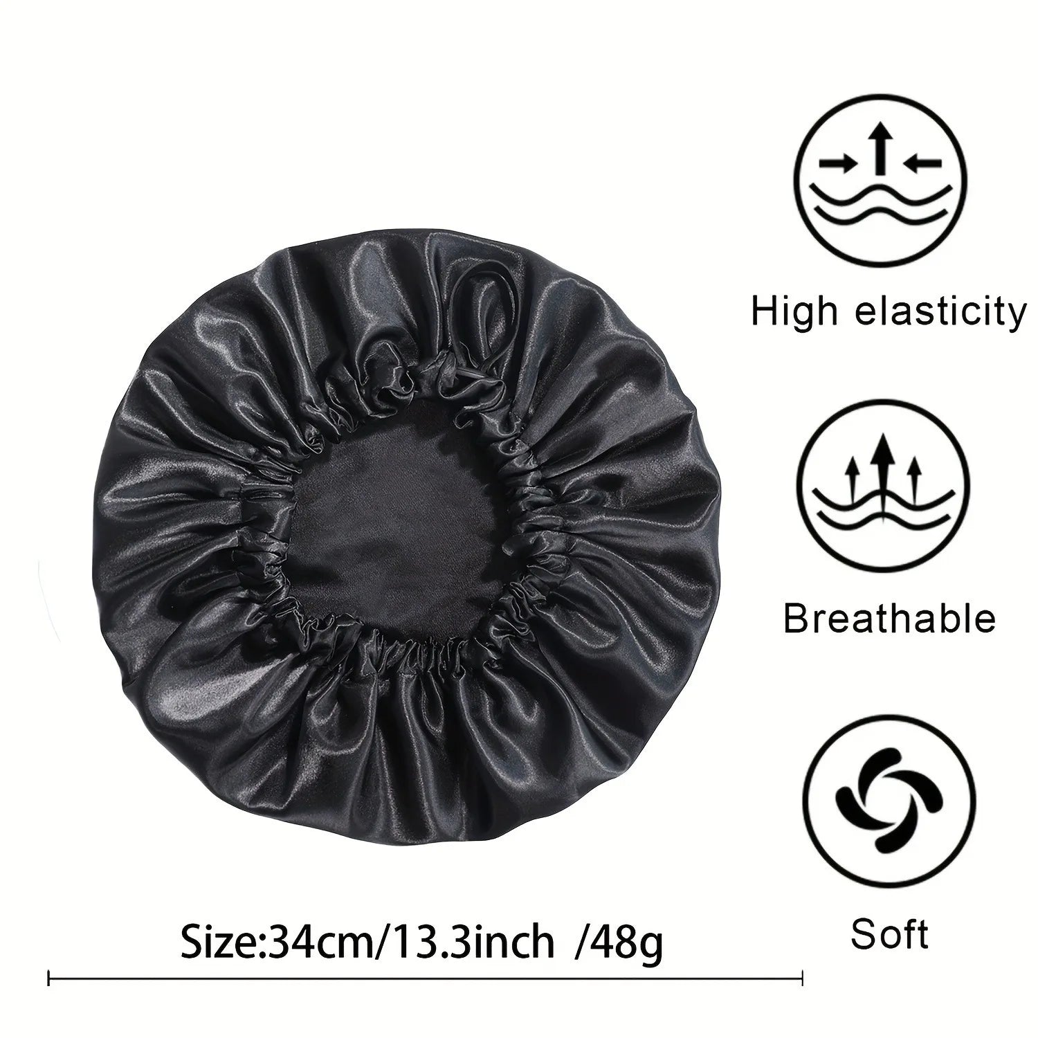 Double Layer Satin Sleep Bonnet for Women Adjustable Large Hair Cap with Silk Lining for Curly Hair Protection Styling Tools