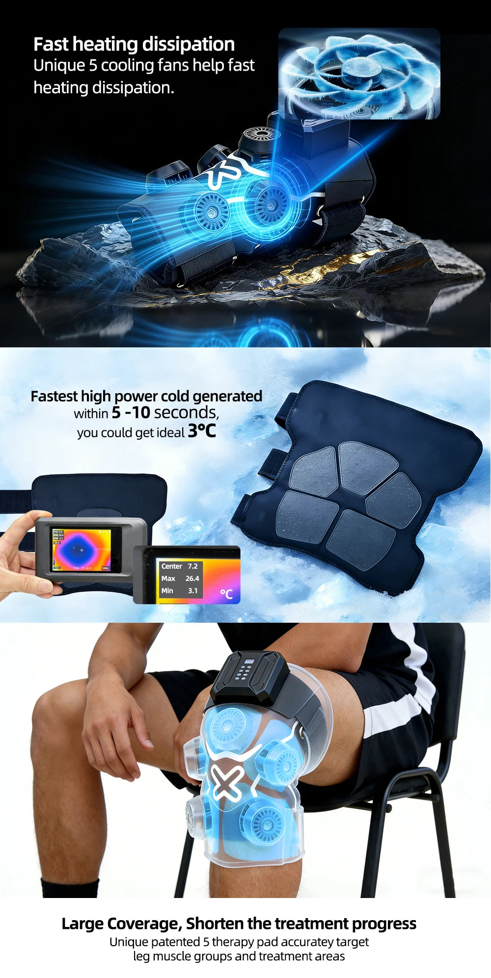 Portable Knee & Elbow Massagers With 5 Therapy Modes (Cold/Heat) For Pain Relief Sports Recovery Muscle Support