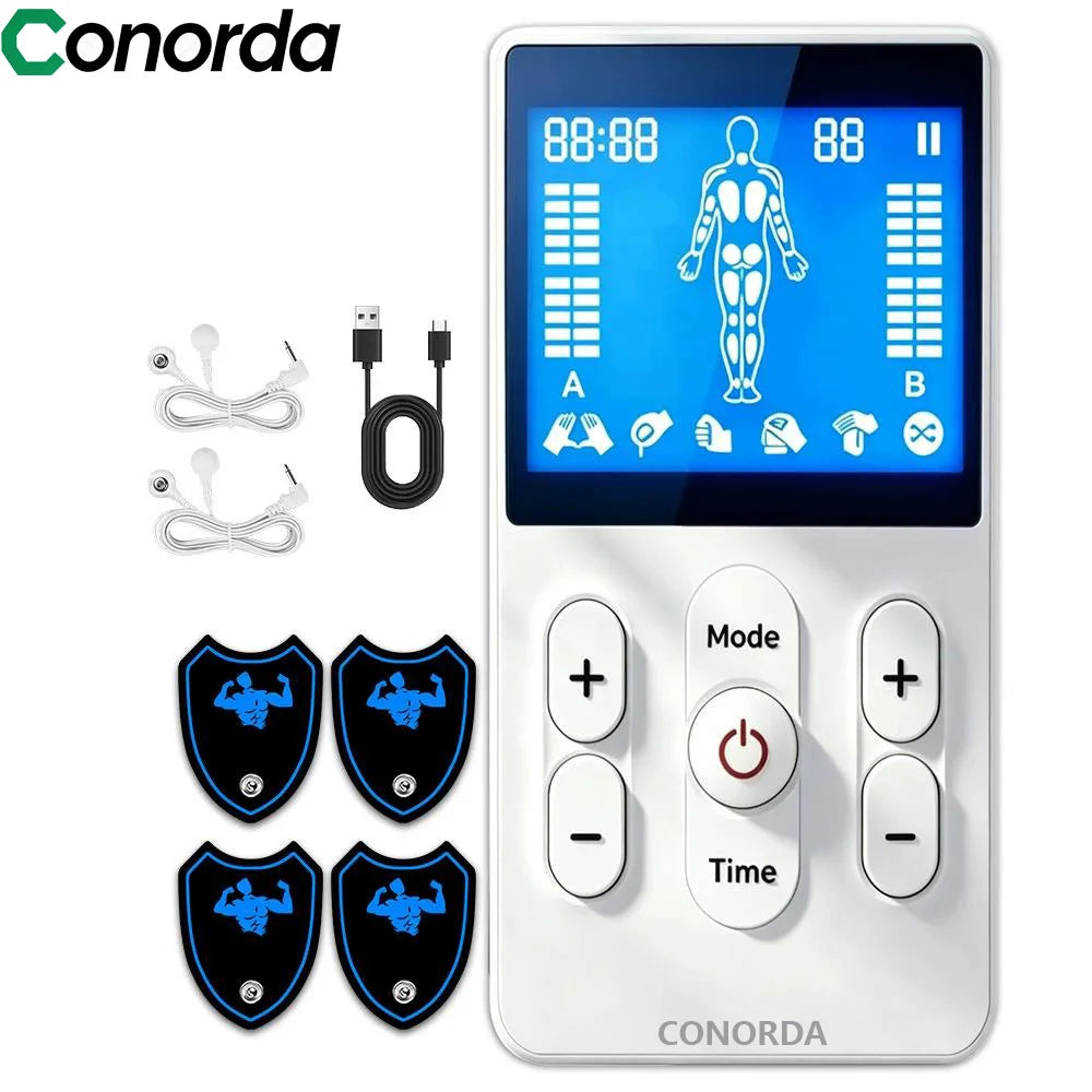 Máquina Digital TENS 2 Canales, Electroestimulador Muscular Recargable