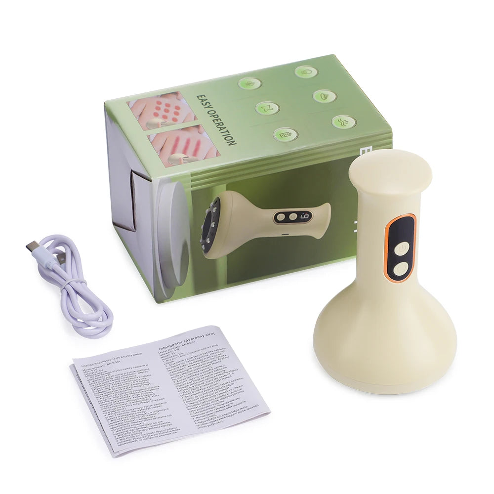 Masajeador Abdominal USB Recargable, Compresa Caliente y Guasha, Brazos y Piernas