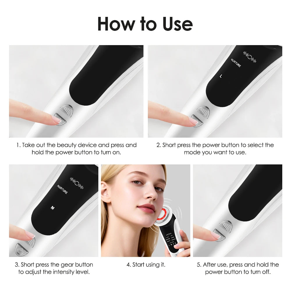 Masajeador Facial 7 en 1 con EMS y Luz LED
