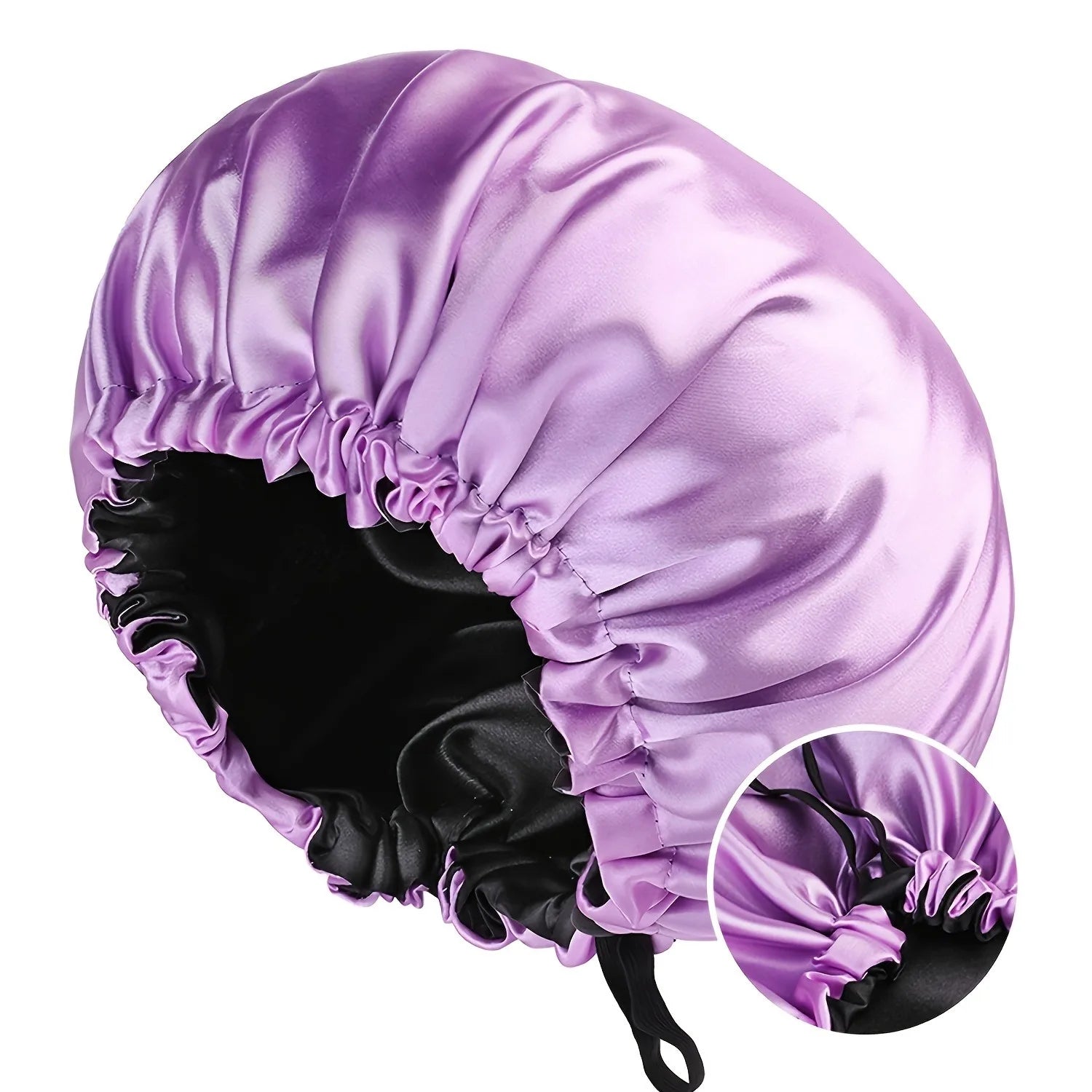 Double Layer Satin Sleep Bonnet for Women Adjustable Large Hair Cap with Silk Lining for Curly Hair Protection Styling Tools
