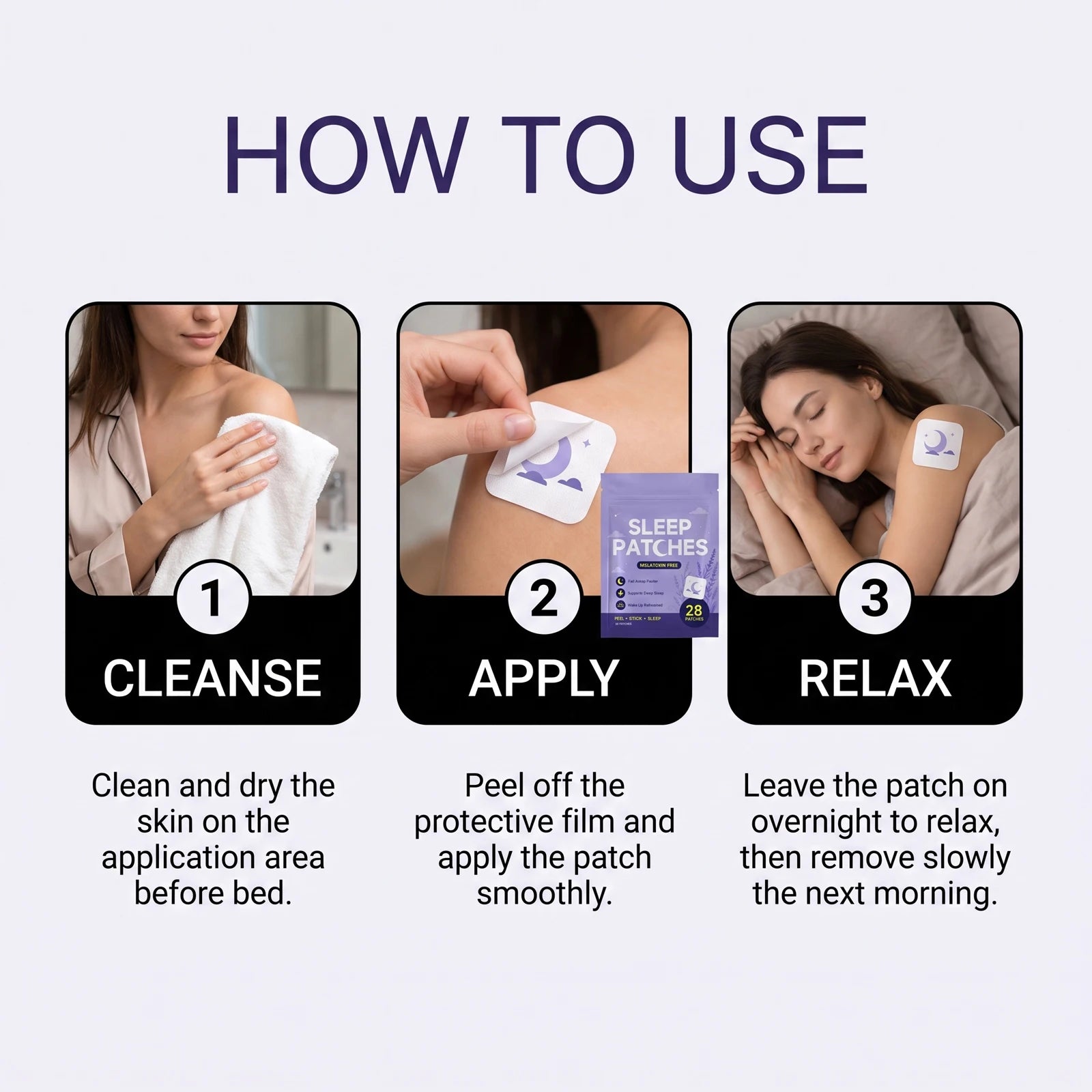 Parches para dormir sin melatonina: ayudan a conciliar el sueño rápidamente y favorecen un sueño profundo; mejoran la calidad del sueño y tienen aroma a lavanda.