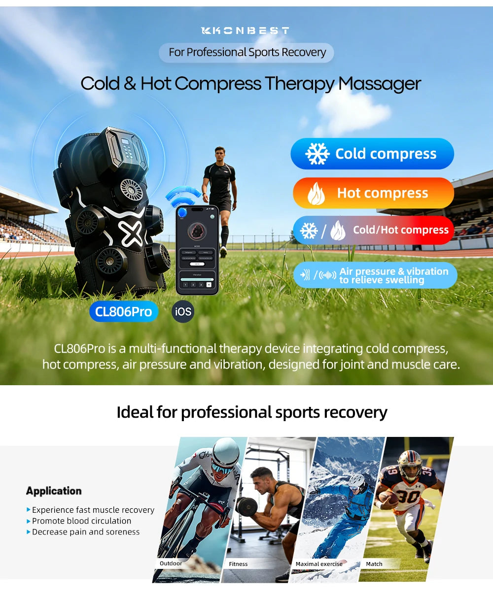 Portable Knee & Elbow Massagers With 5 Therapy Modes (Cold/Heat) For Pain Relief Sports Recovery Muscle Support