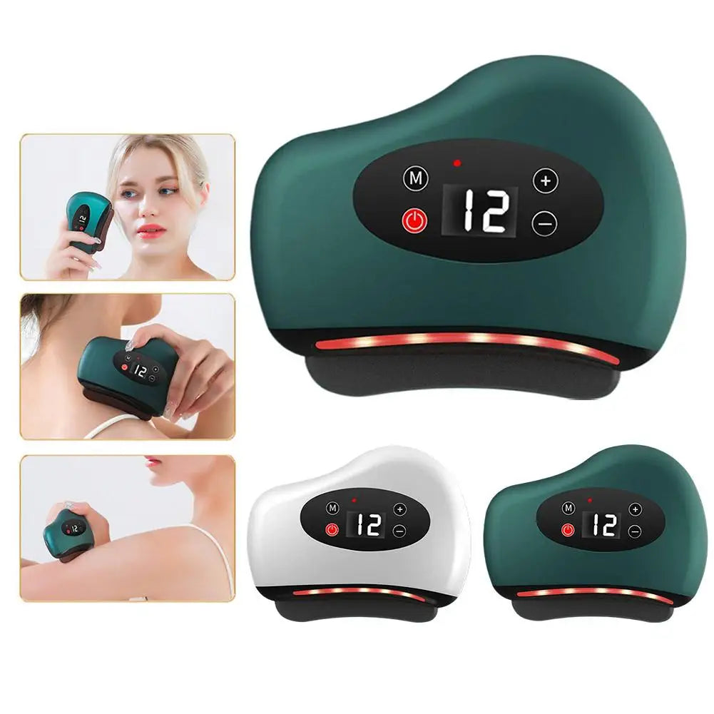 Masajeador Eléctrico Guasha con Compresa Caliente para Ojos, Rostro y Cuello
