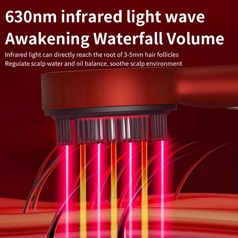 Peine Masajeador Eléctrico con Vibración y Terapia de Luz Roja, Crecimiento Capilar