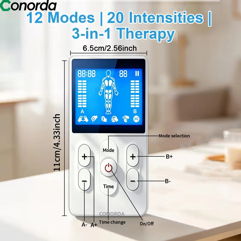 Máquina Digital TENS 2 Canales, Electroestimulador Muscular Recargable