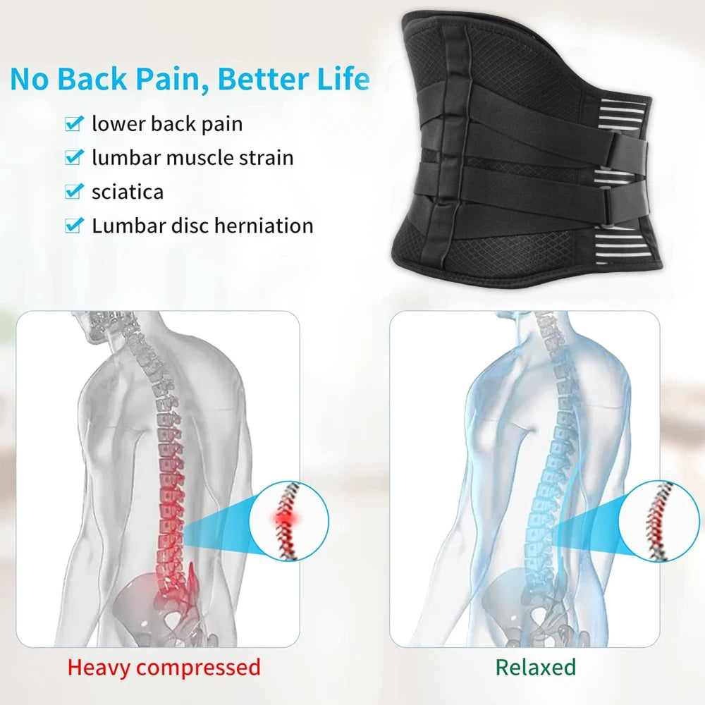 Faja Lumbar de Soporte para Dolor de Espalda Baja, Mejora la Postura