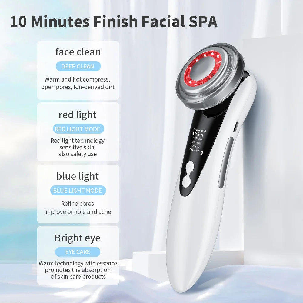 Masajeador Facial 7 en 1 con EMS y Luz LED