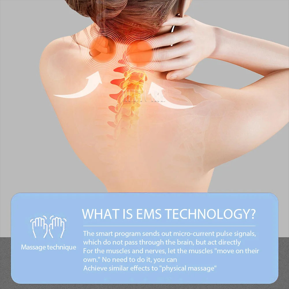 Masajeador de Cuello Eléctrico con Pulsos TENS, Alivio de Dolor Cervical