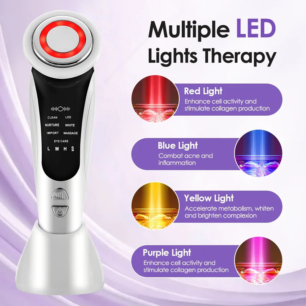 Masajeador Facial 7 en 1 con EMS y Luz LED