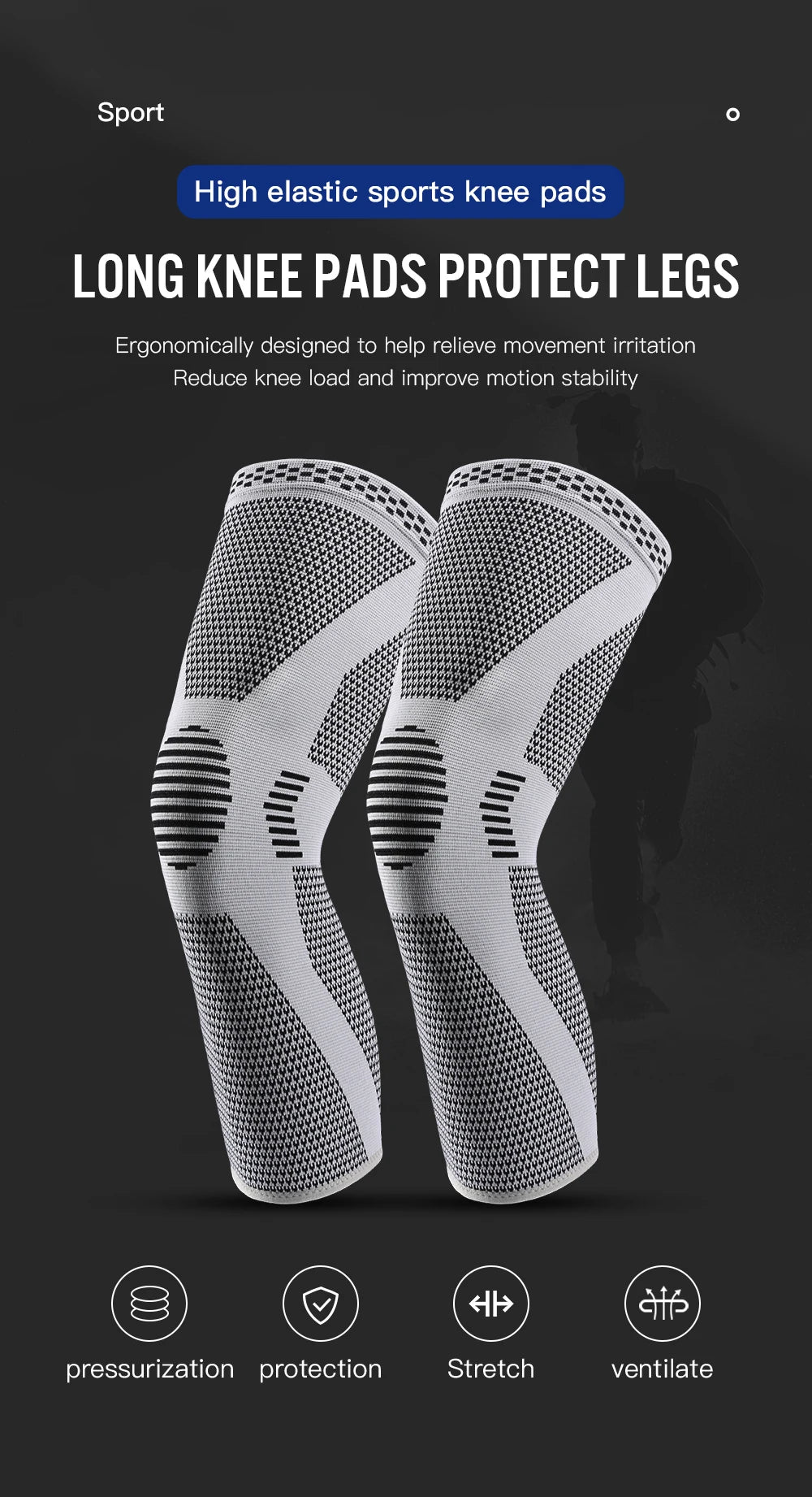 Rodillera de Compresión para Dolor de Rodilla, Meniscos y Artritis (Talla Gris)