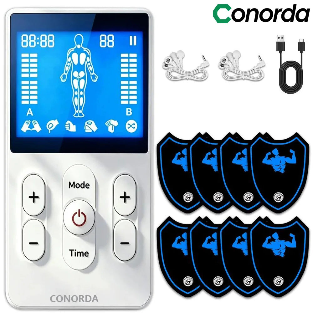 Máquina Digital TENS 2 Canales, Electroestimulador Muscular Recargable