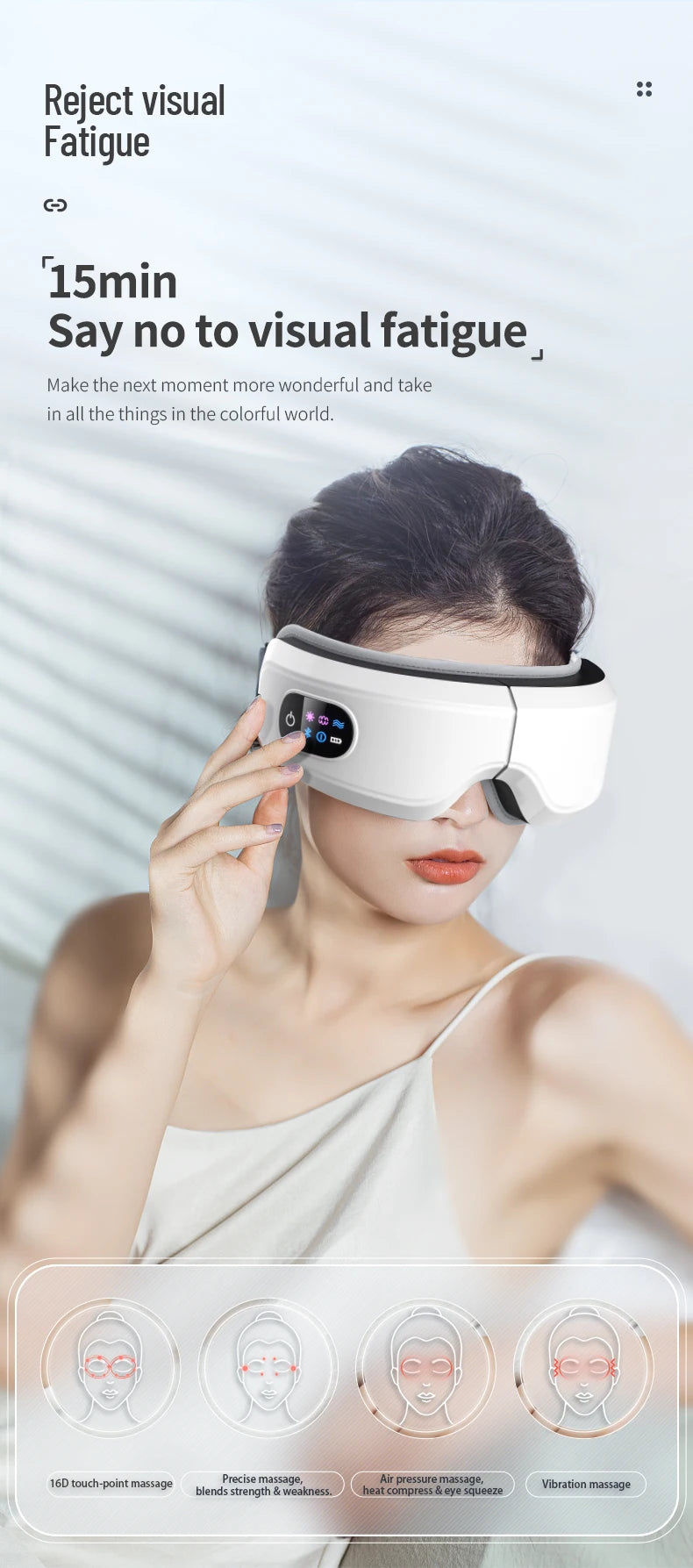 Masajeador de Ojos con Vibración y Calor, Baja Frecuencia, para Mujer
