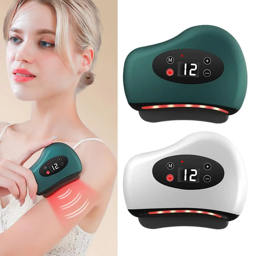 Masajeador Eléctrico Guasha con Compresa Caliente para Ojos, Rostro y Cuello