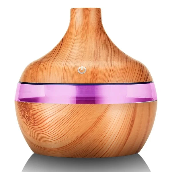 Humidificador de Madera 300ml, Difusor Eléctrico de Aceites Esenciales