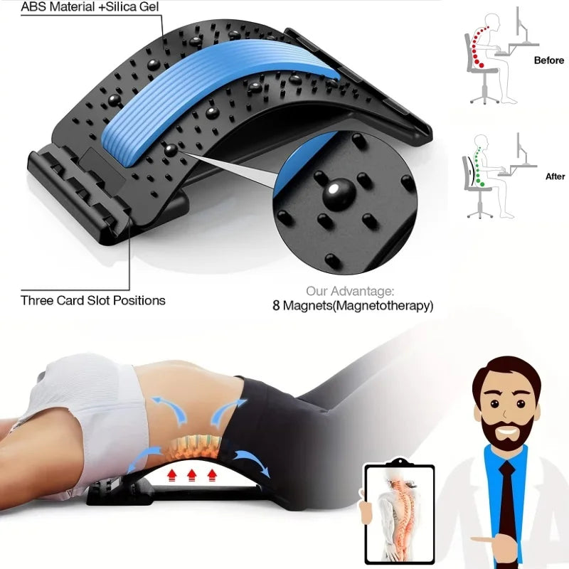 Estirador de Espalda para Masaje y Relajación Muscular, Soporte Lumbar