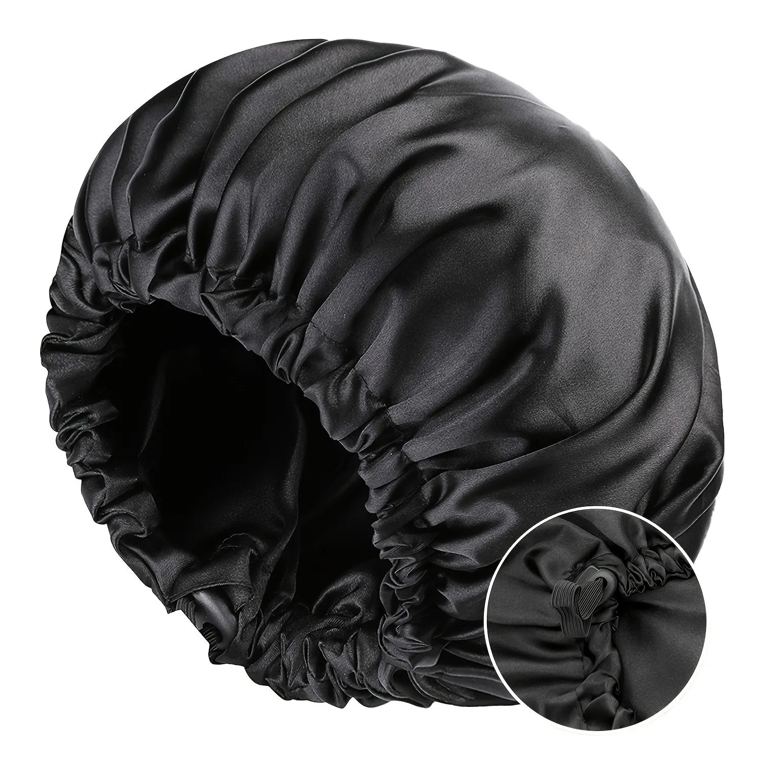 Double Layer Satin Sleep Bonnet for Women Adjustable Large Hair Cap with Silk Lining for Curly Hair Protection Styling Tools