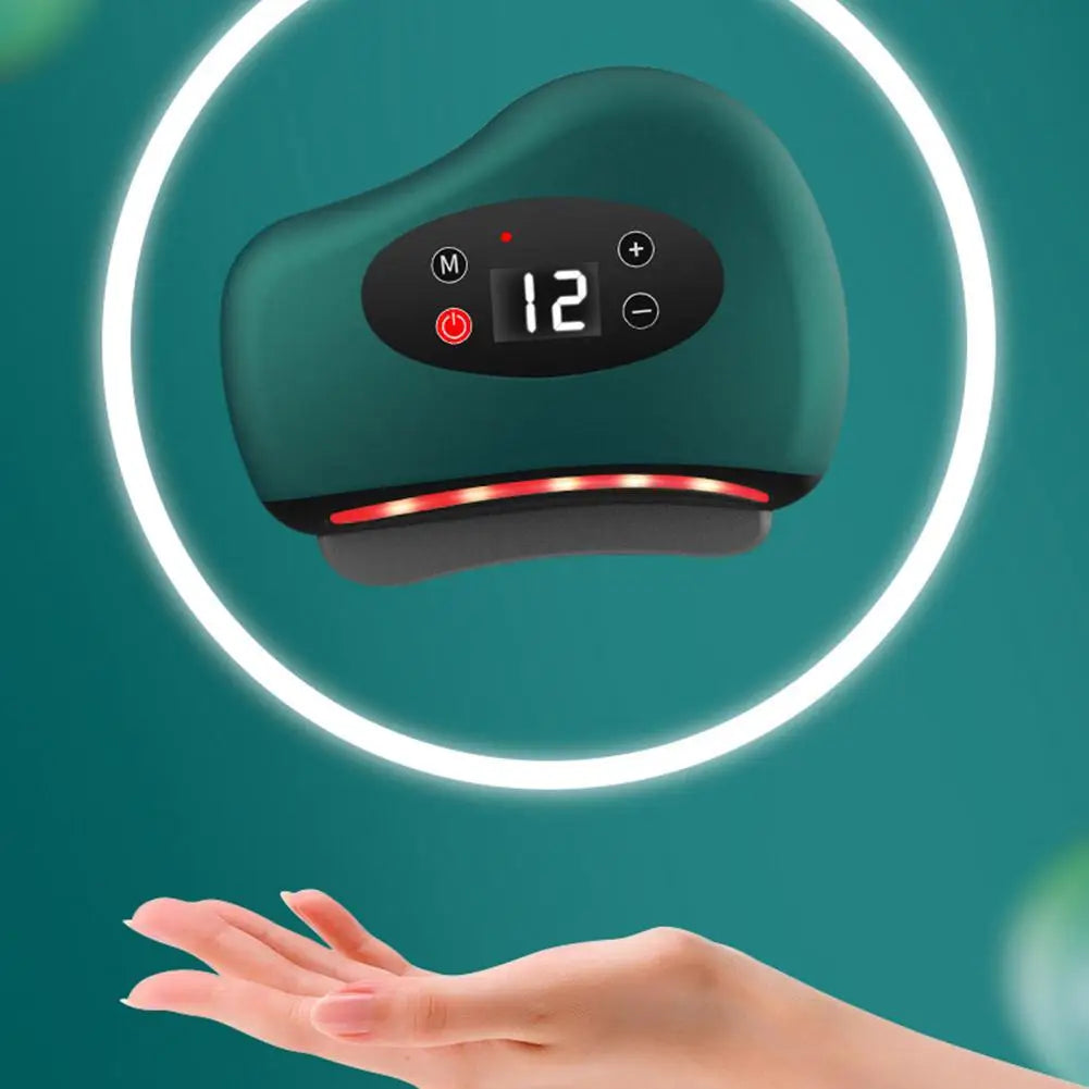 Masajeador Eléctrico Guasha con Compresa Caliente para Ojos, Rostro y Cuello