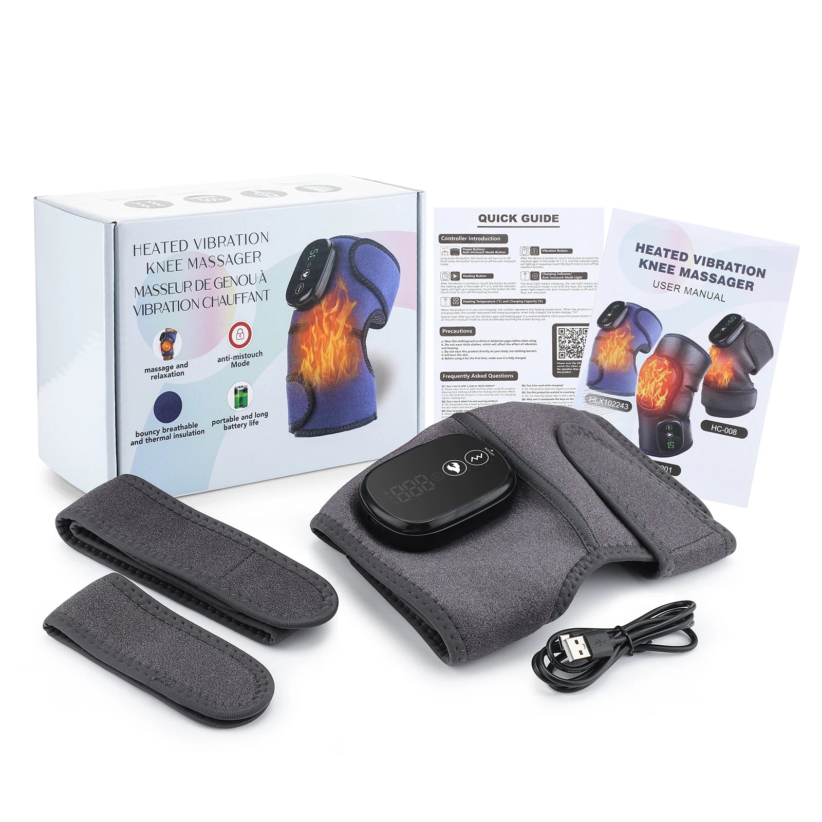 Masajeador de Rodilla con Calor e Infrarrojo Lejano, Soporte Articular