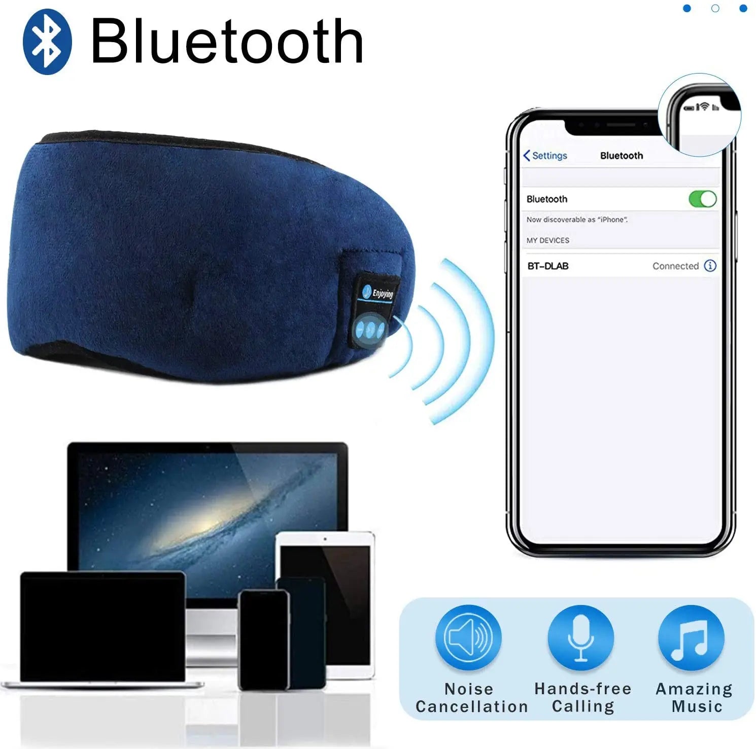 Antifaz 3D Bluetooth para Dormir