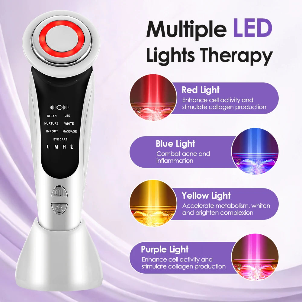 Masajeador Facial 7 en 1 con EMS y Luz LED