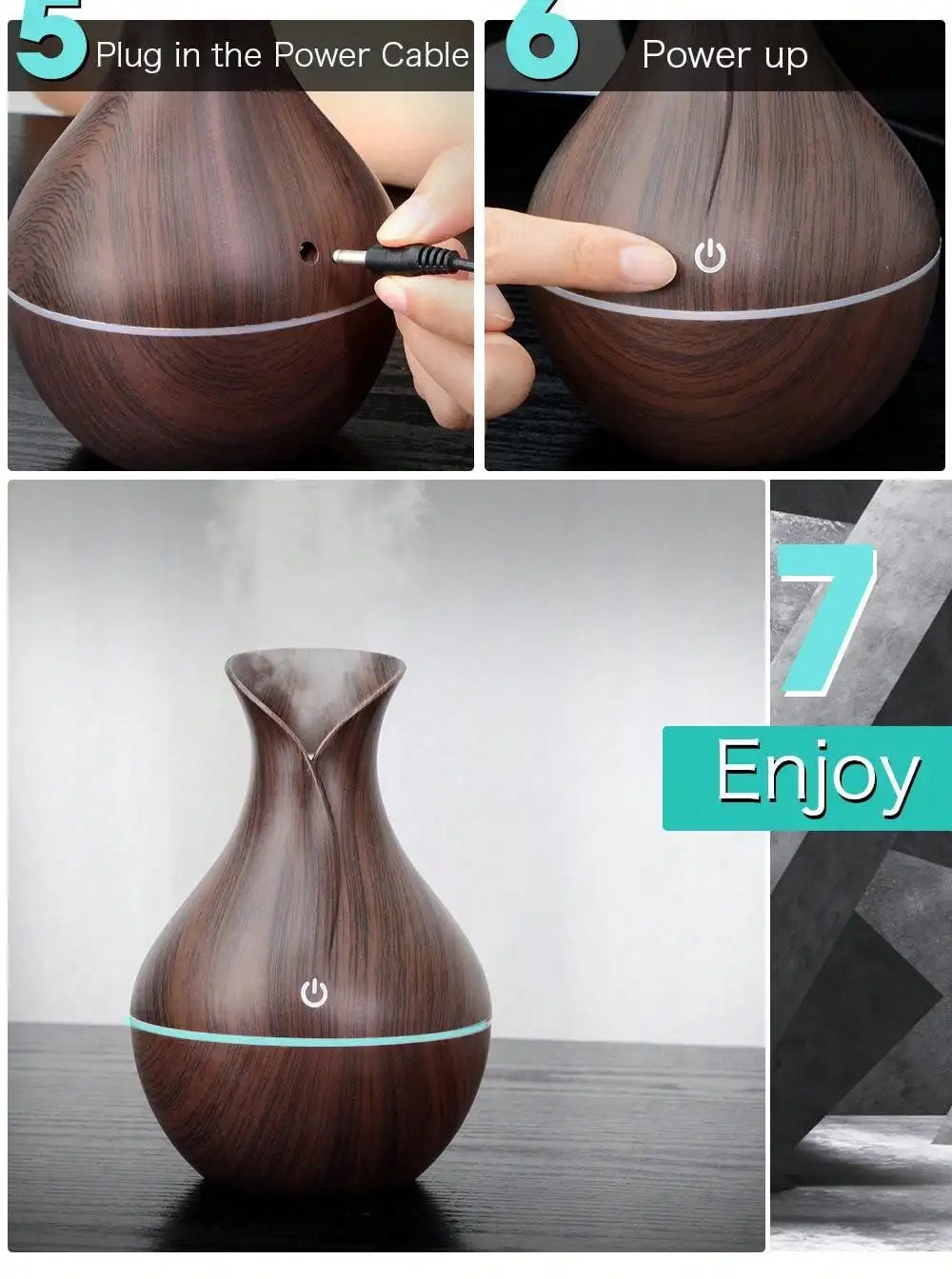 Mini Humidificador USB 200ml con Luz de Colores
