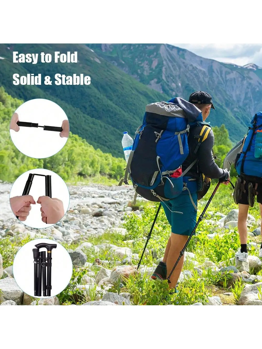 Telescopic crutch outdoor hiking stick aluminum alloy metal folding cane crutches suitable for the elderly