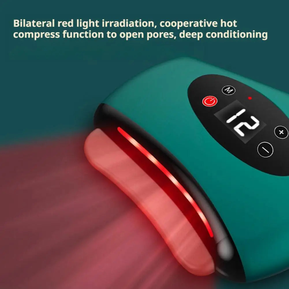 Masajeador Eléctrico Guasha con Compresa Caliente para Ojos, Rostro y Cuello