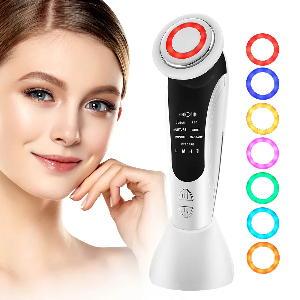 Masajeador Facial 7 en 1 con EMS y Luz LED