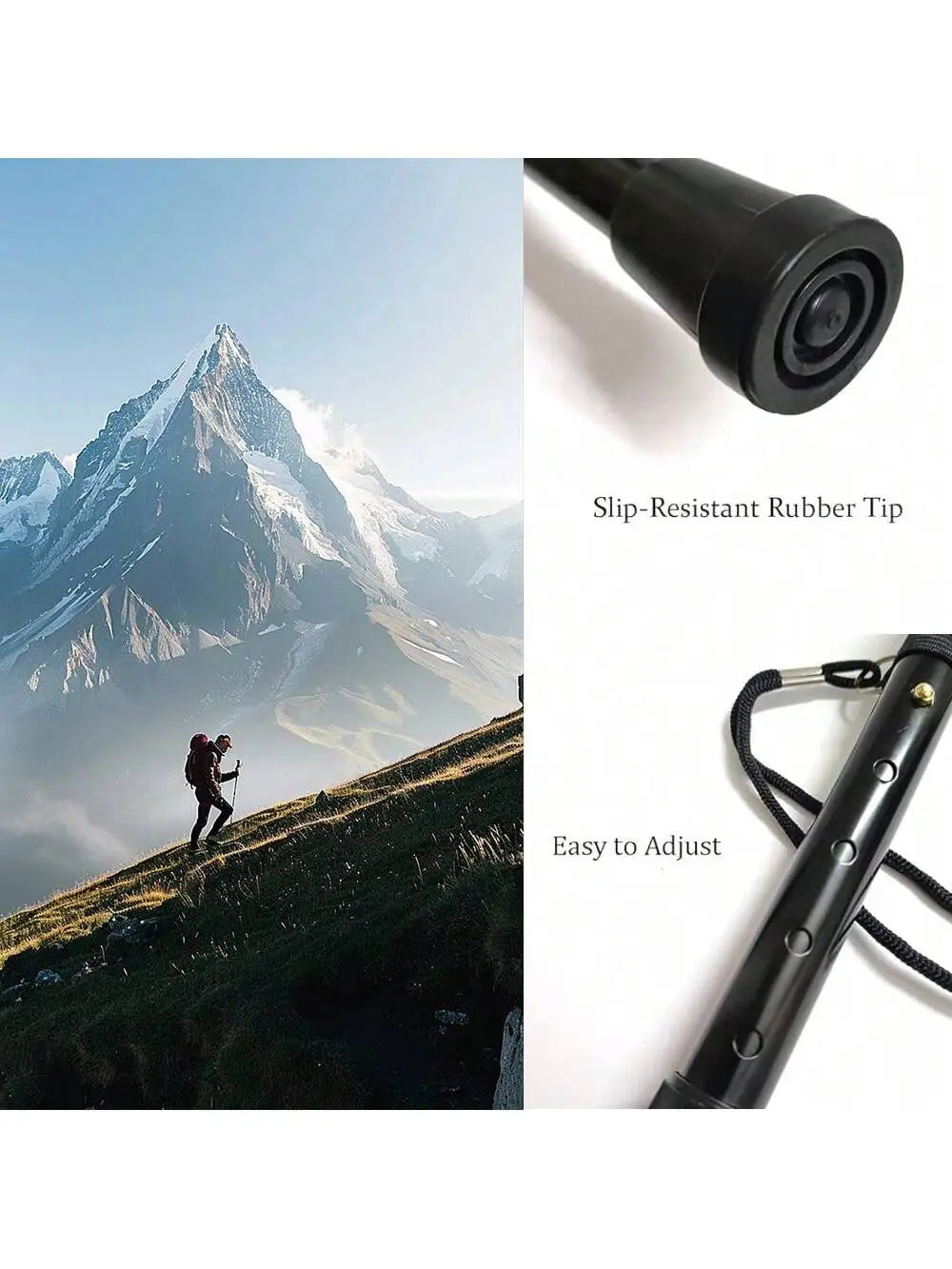 Telescopic crutch outdoor hiking stick aluminum alloy metal folding cane crutches suitable for the elderly