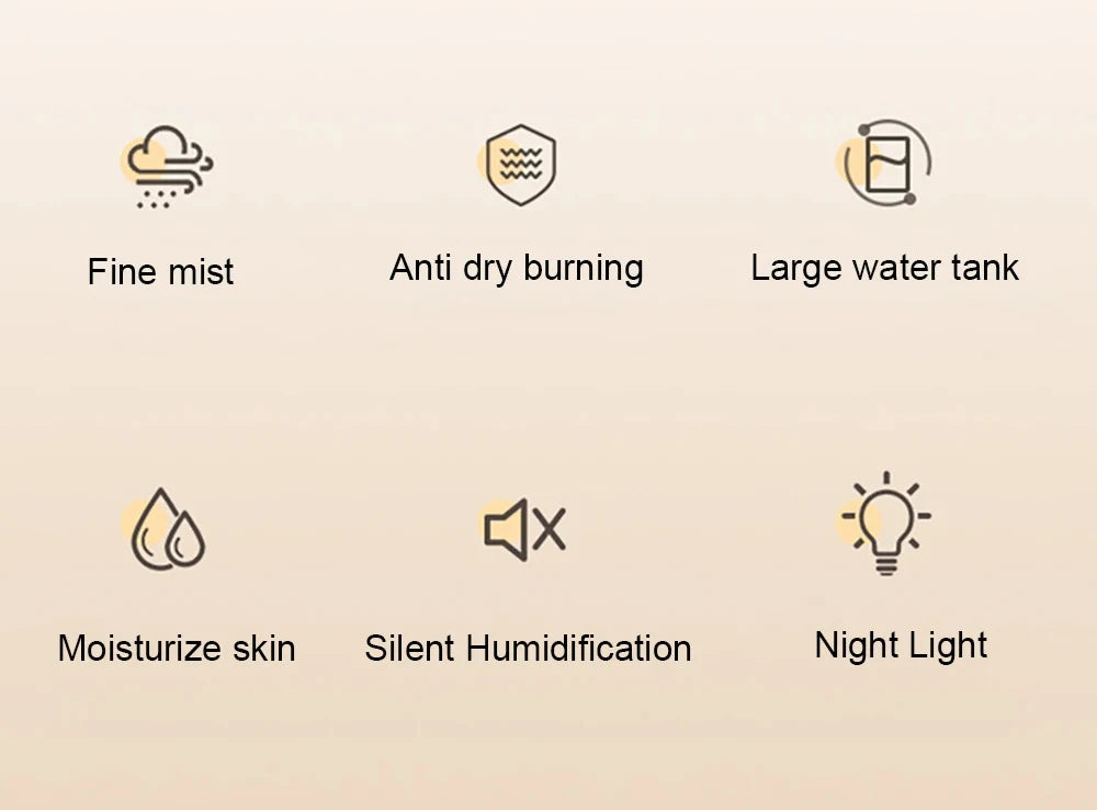Humidificador de Aire 2.2L de Gran Capacidad con Luz Nocturna LED