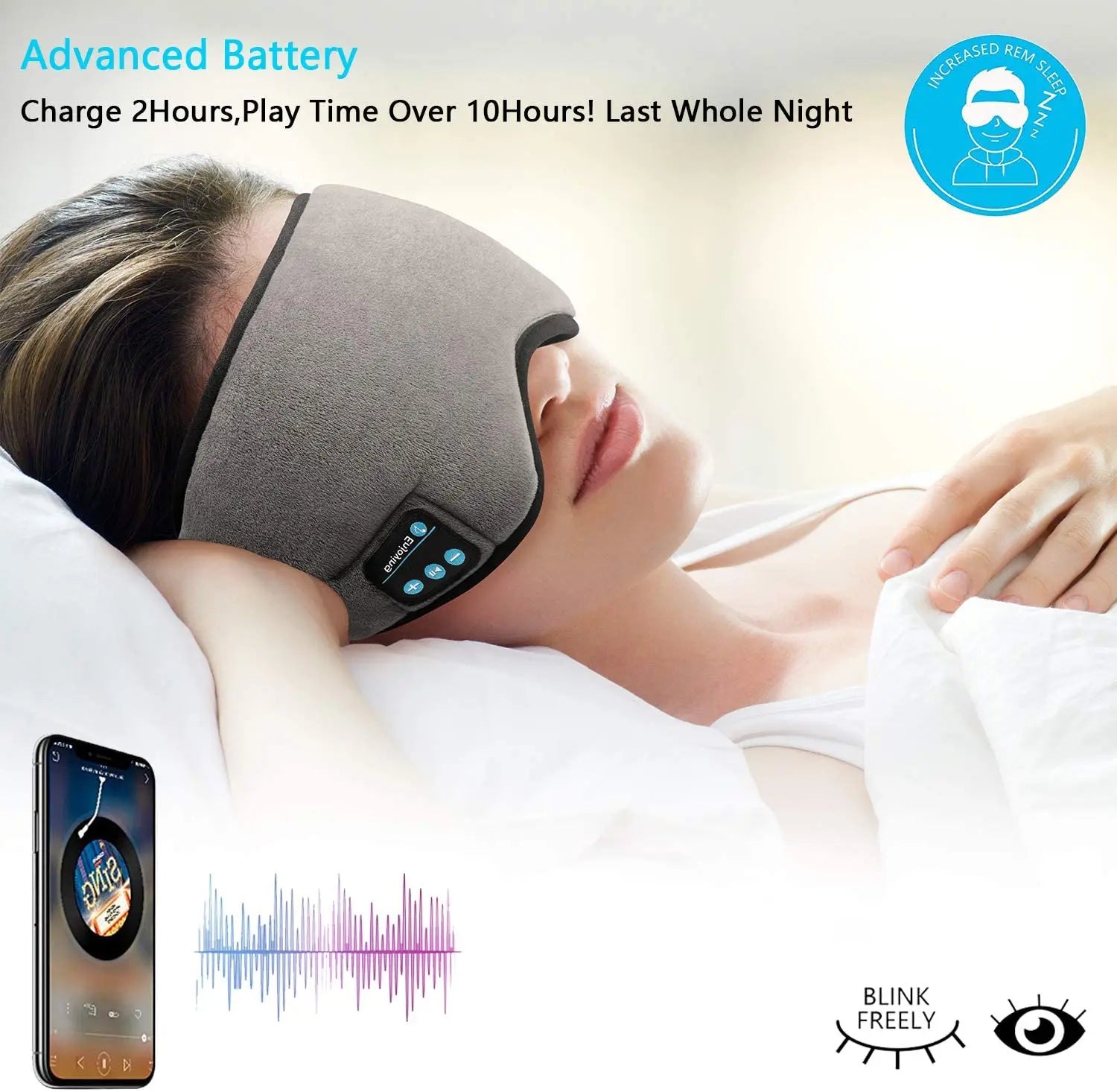 Antifaz 3D Bluetooth para Dormir