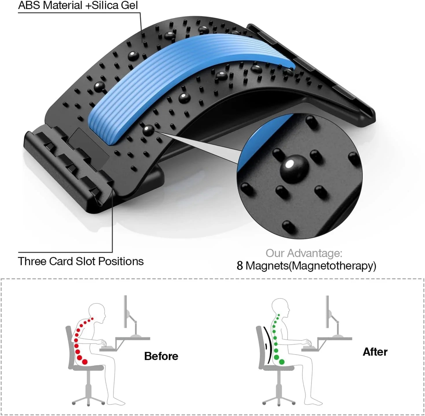 Estirador de Espalda para Masaje y Relajación Muscular, Soporte Lumbar