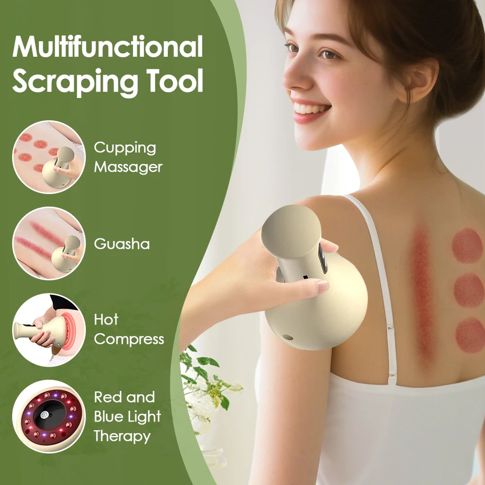 Masajeador Abdominal USB Recargable, Compresa Caliente y Guasha, Brazos y Piernas