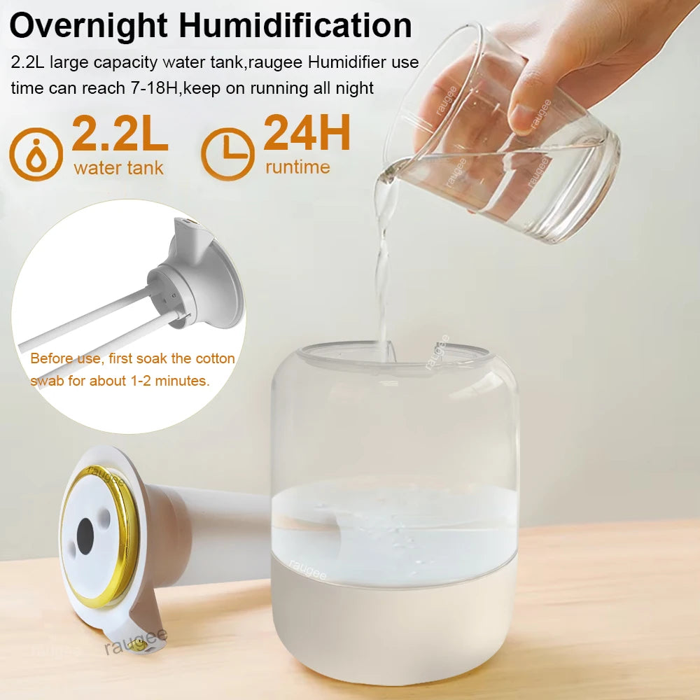Humidificador de Aire 2.2L de Gran Capacidad con Luz Nocturna LED