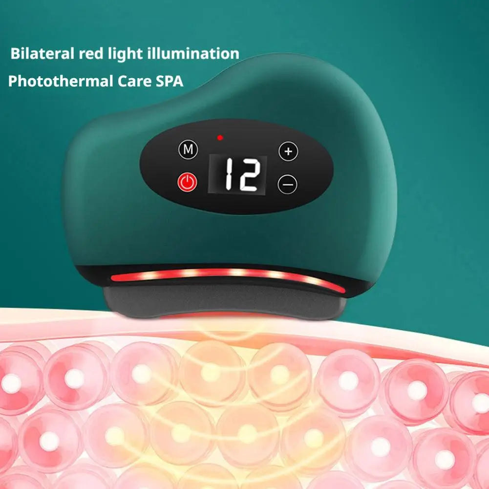 Masajeador Eléctrico Guasha con Compresa Caliente para Ojos, Rostro y Cuello