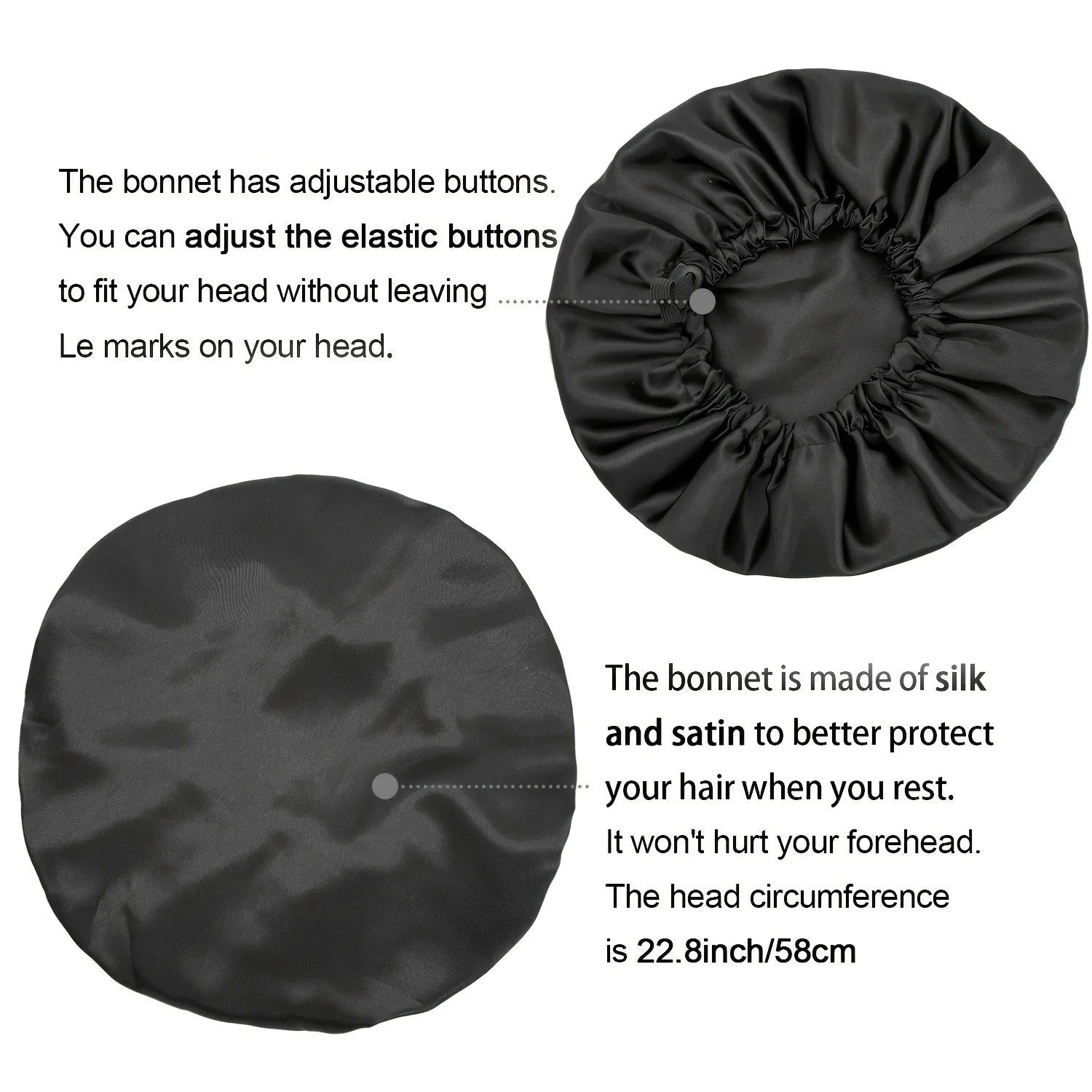 Double Layer Satin Sleep Bonnet for Women Adjustable Large Hair Cap with Silk Lining for Curly Hair Protection Styling Tools