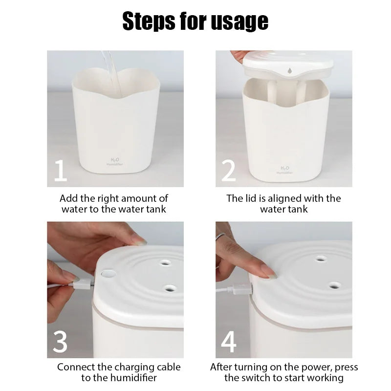 Humidificador de Doble Boquilla 2L de Gran Capacidad