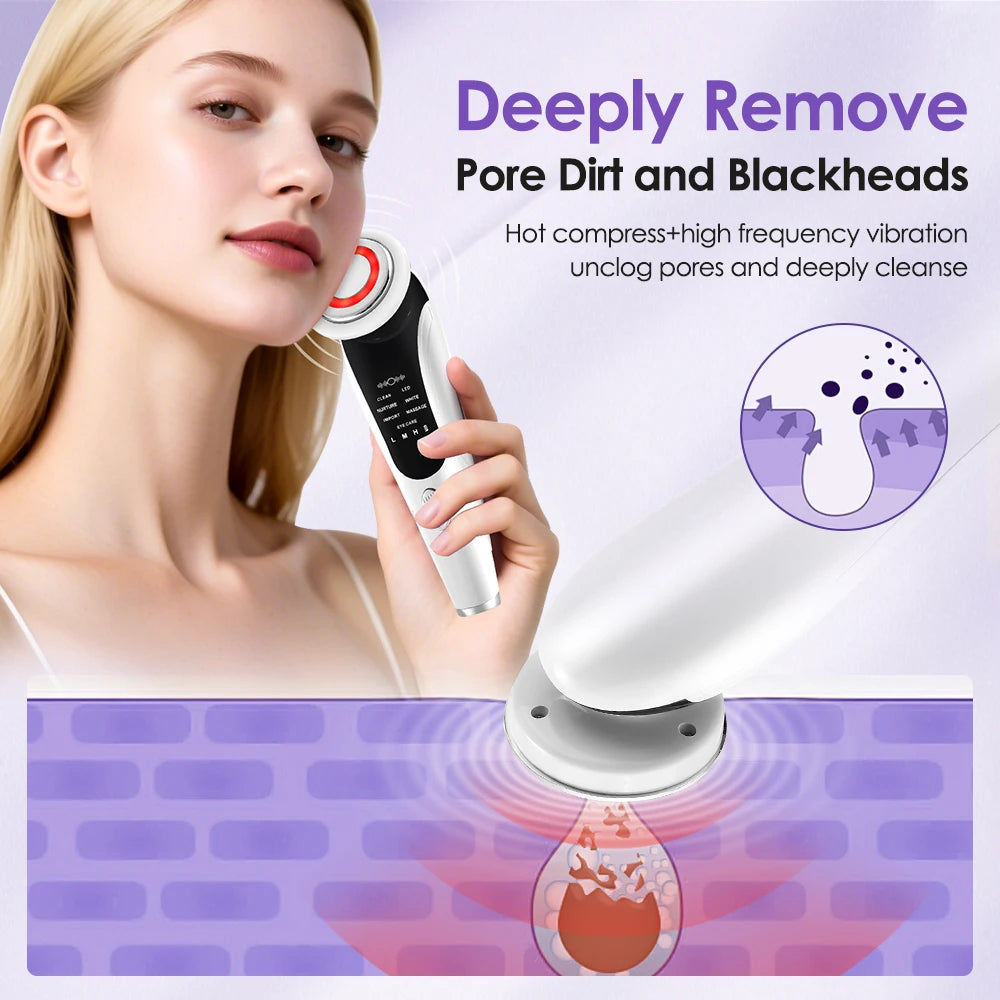Masajeador Facial 7 en 1 con EMS y Luz LED