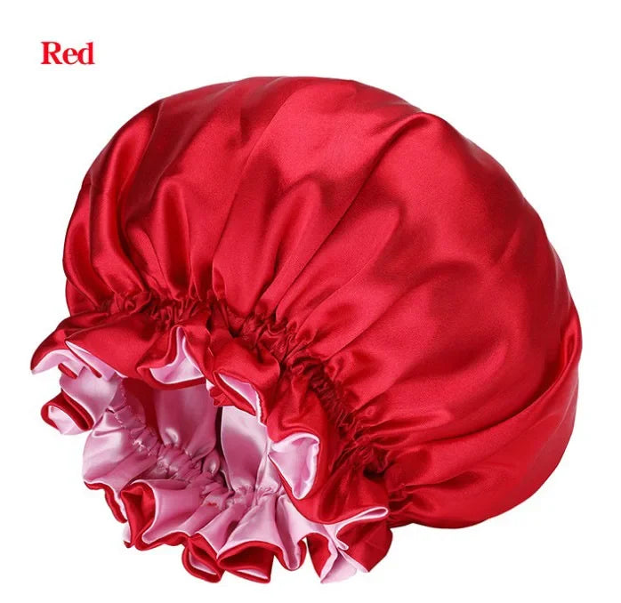 New Women's Satin Solid Sleeping Hat Night Sleep Hair Care Bonnet Nightcap Silky Shower Caps Comfortable Flower Band Unisex Cap
