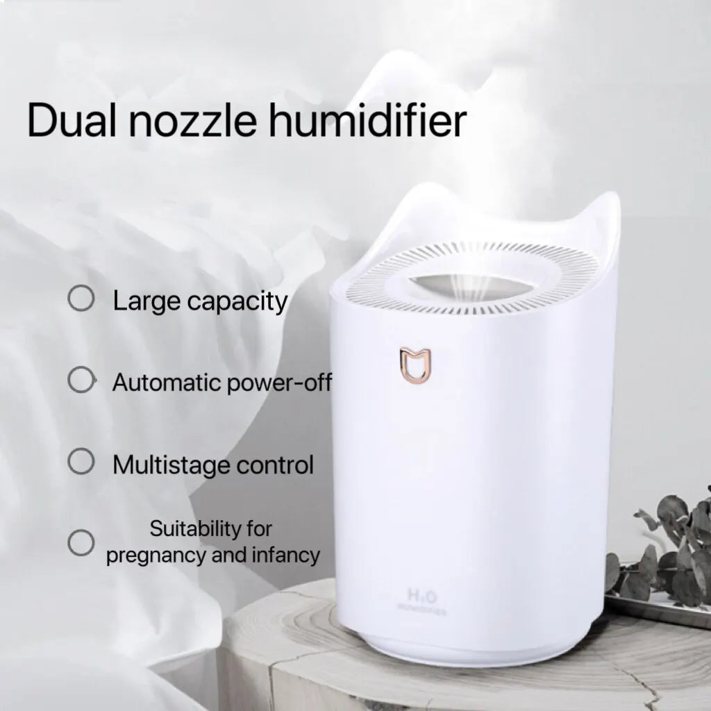 Humidificador de Doble Chorro 3000ml, Aroma y Vapor Frío