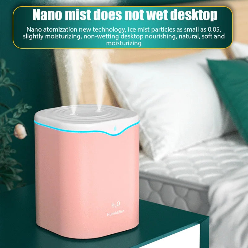 Humidificador USB 2000ml de Gran Capacidad con Doble Boquilla
