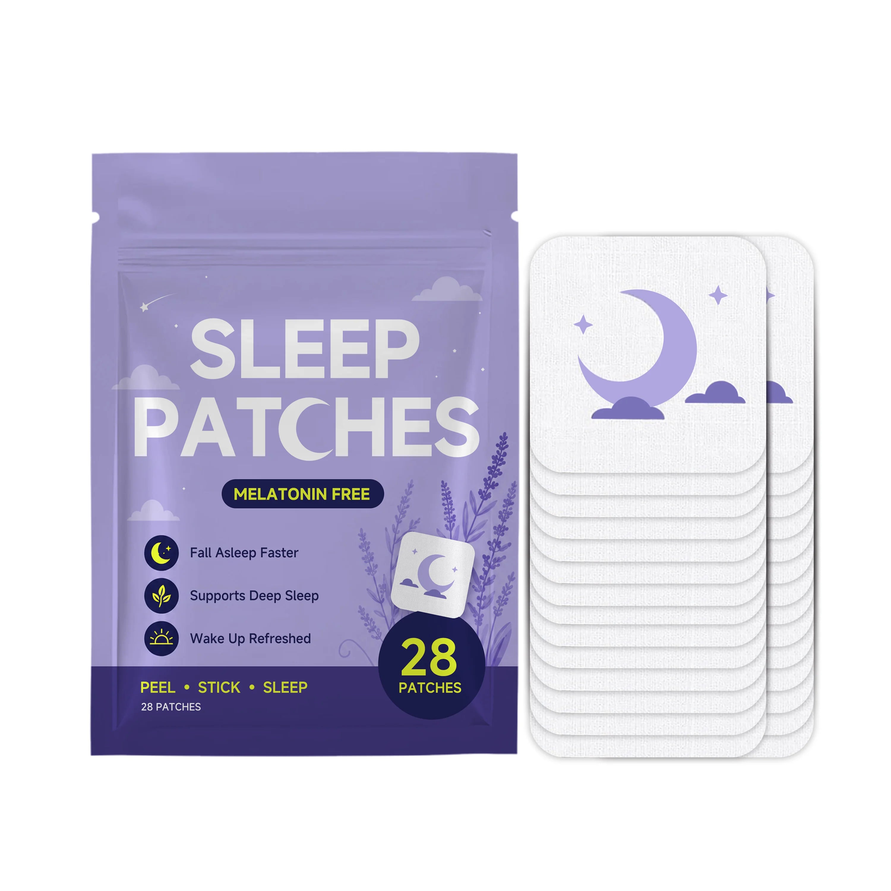 Parches para dormir sin melatonina: ayudan a conciliar el sueño rápidamente y favorecen un sueño profundo; mejoran la calidad del sueño y tienen aroma a lavanda.