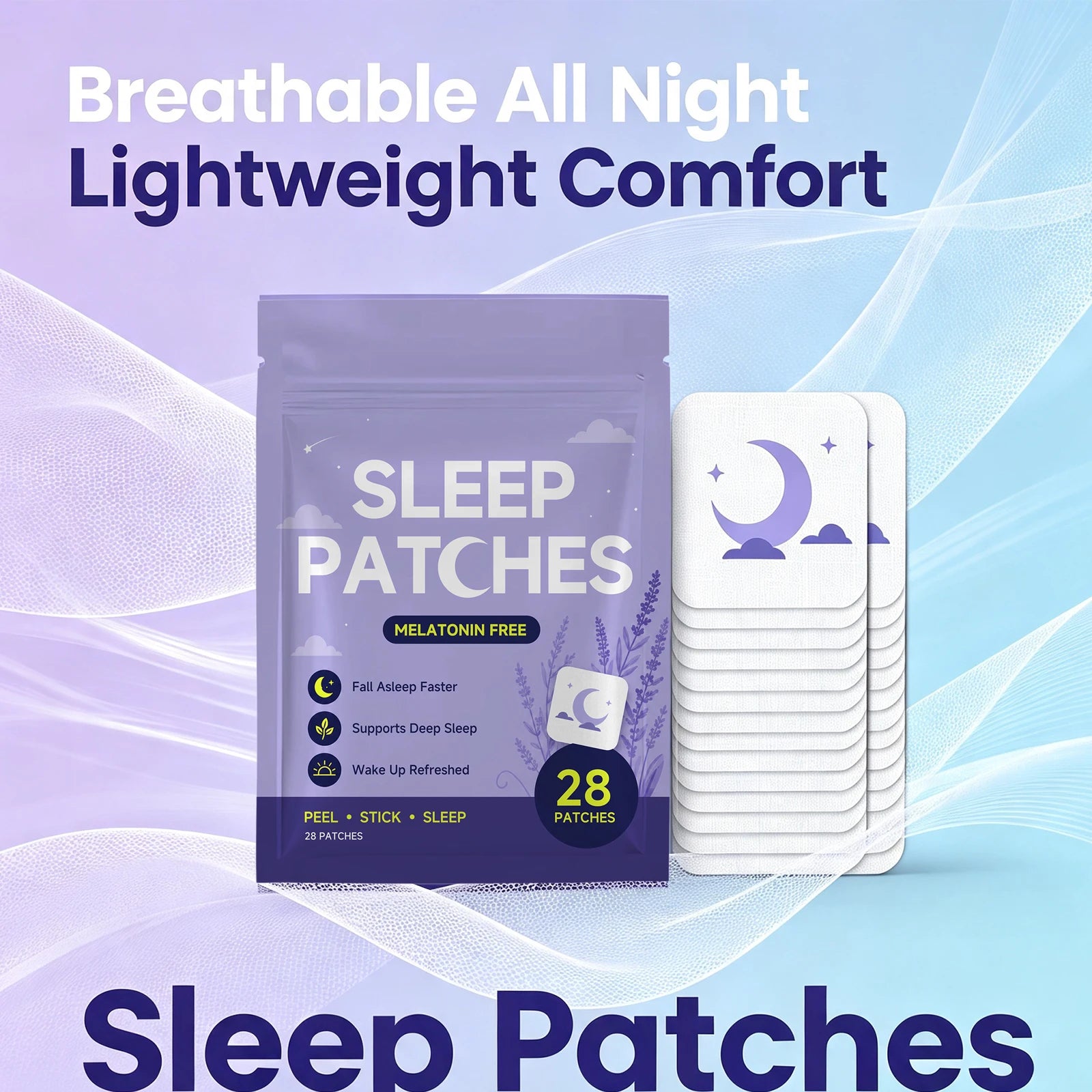 Parches para dormir sin melatonina: ayudan a conciliar el sueño rápidamente y favorecen un sueño profundo; mejoran la calidad del sueño y tienen aroma a lavanda.