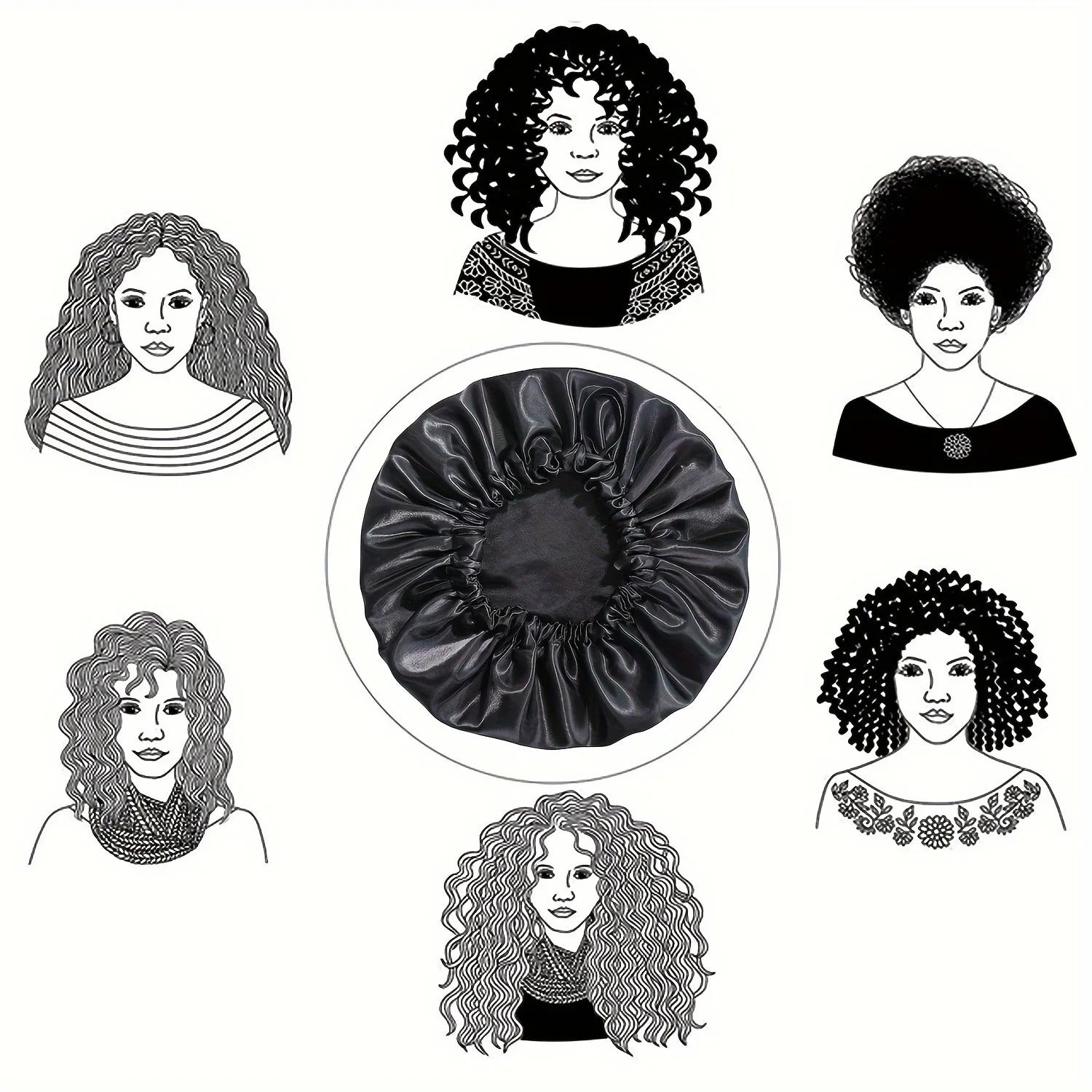 Double Layer Satin Sleep Bonnet for Women Adjustable Large Hair Cap with Silk Lining for Curly Hair Protection Styling Tools